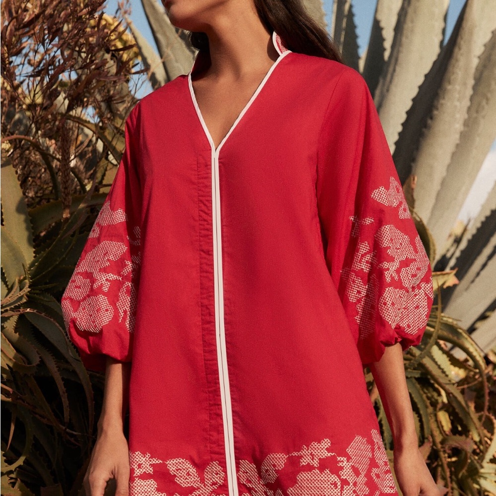 Tuckernuck Red and White Dress Caftan NWT Size S - Picture 7 of 8